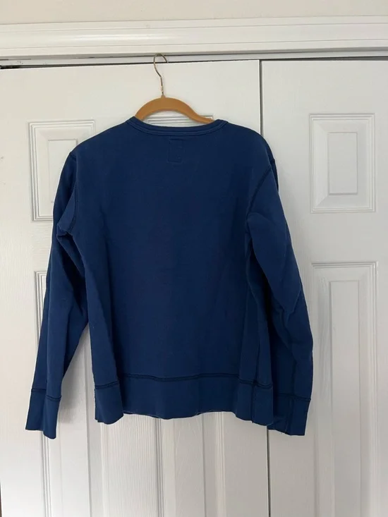 CLOSED Blue Crewneck Sweatshirt  "SUPER"  embroidered across chest Small NWOT - Picture 2 of 8